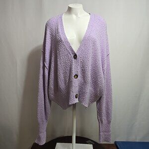 Free People Cardigan Sweater Womens Size Small Lavender Oversized Chunky Knit
